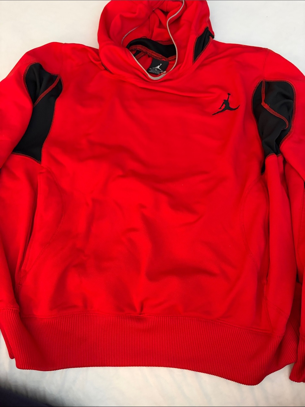 Jordan Red Pullover Hoodie with Black Accents